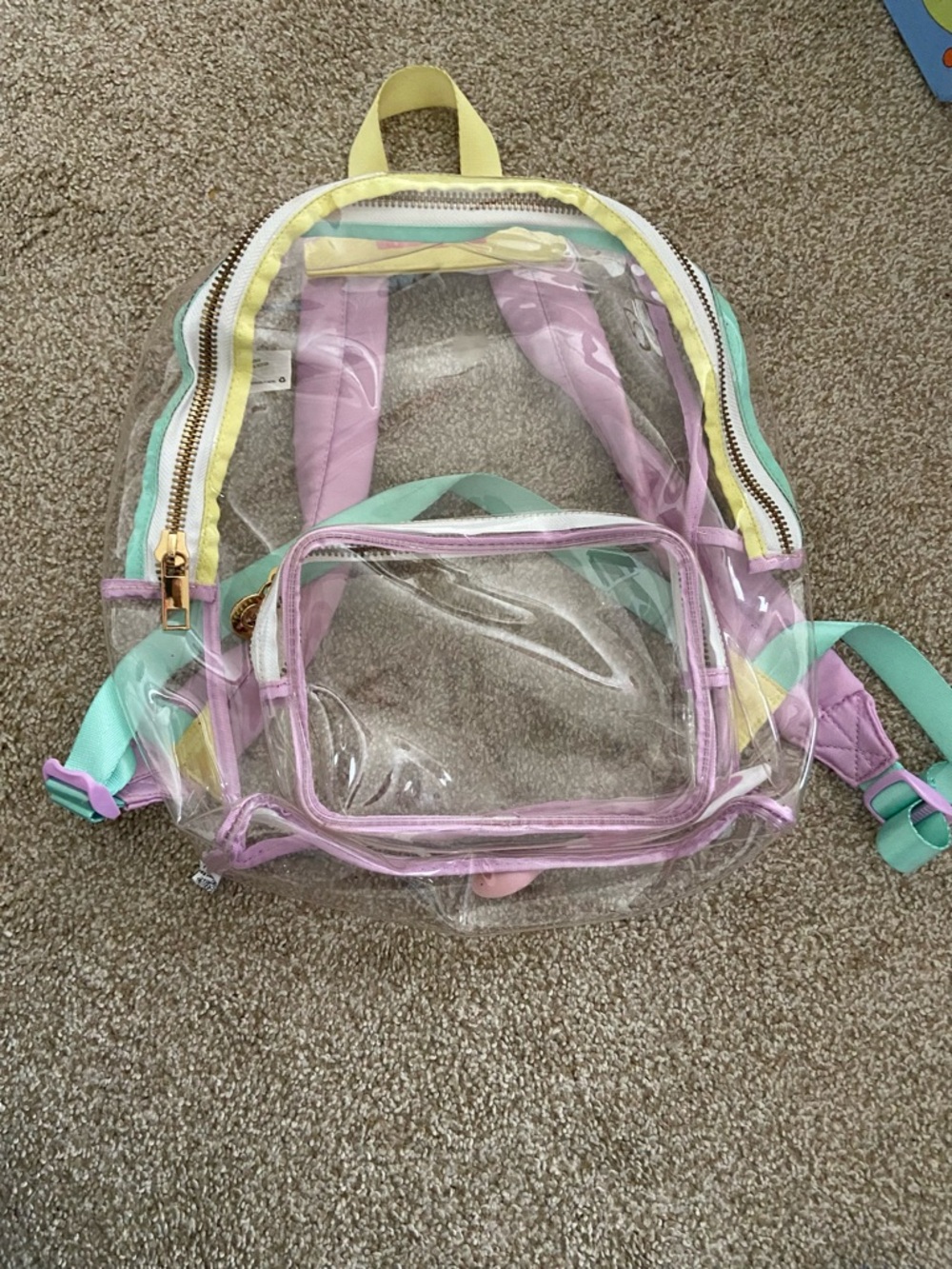 Stoney Clover Lane Yellow & Pink Clear Backpack